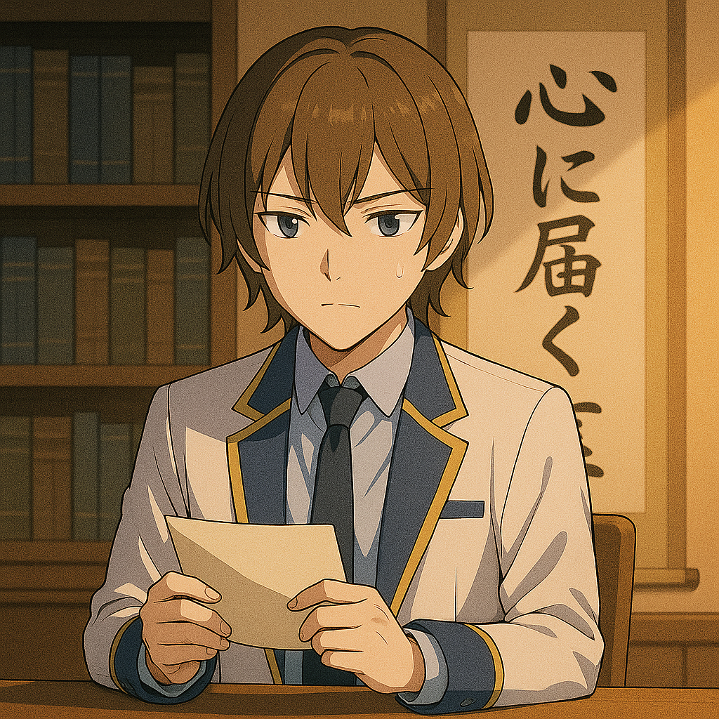 『心に届く言葉』という文字と共に、人の反応を見つめるMaksim