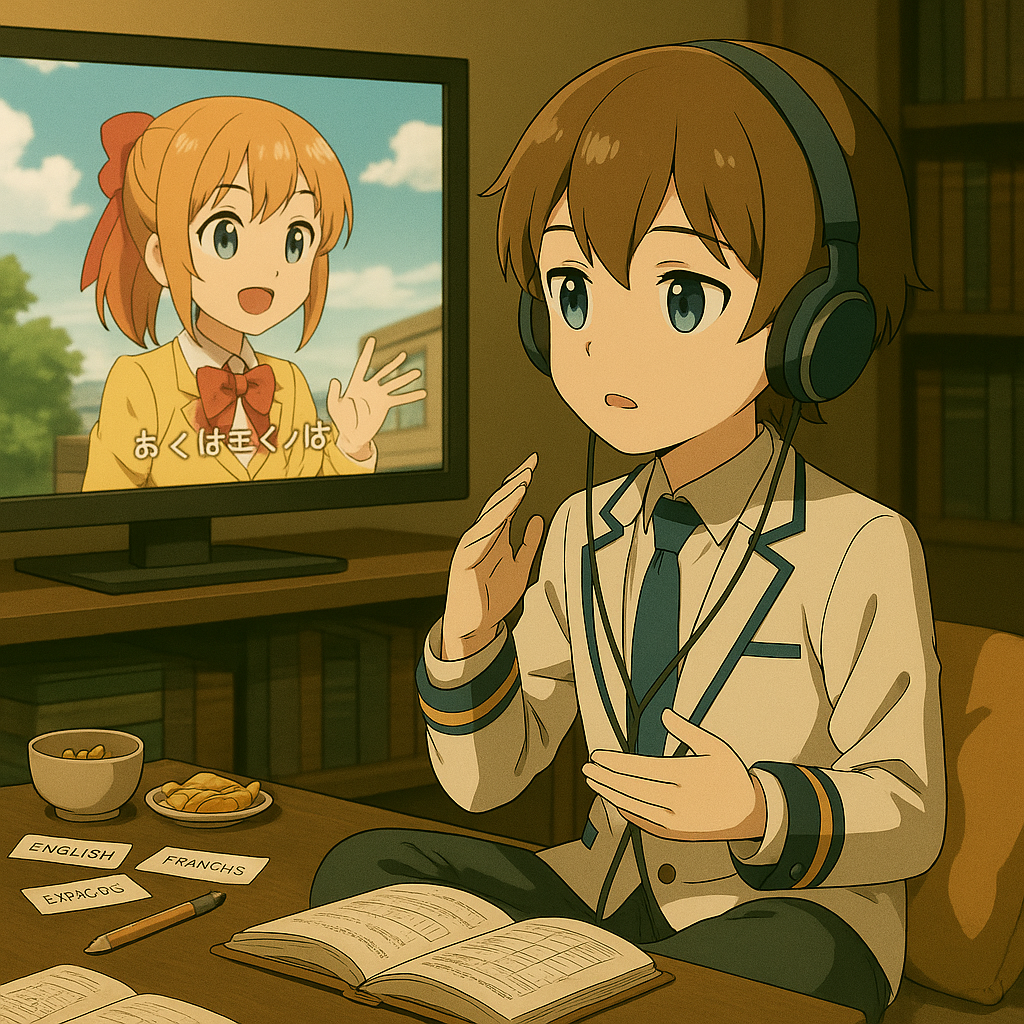 字幕アニメを教材に会話練習するMaksim