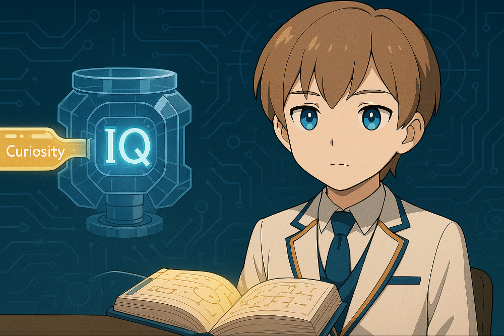 透明な知性エンジンを観察するMaksim。IQコアが回転し、好奇心が燃料として注がれている。