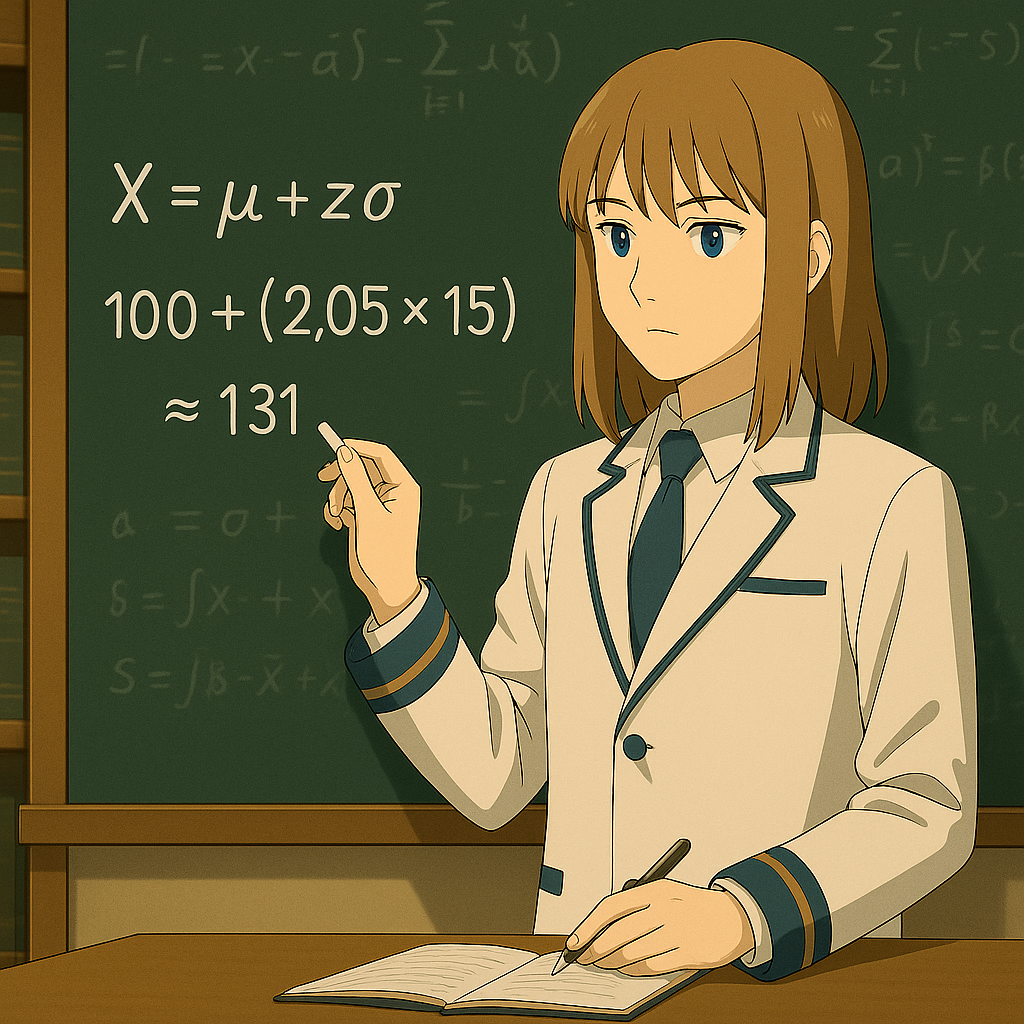黒板にIQ計算式を書くMaksimのイラスト